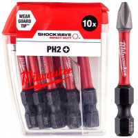 Бита SHOCKWAVE MILWAUKEE, PH2, 50мм, (10 шт)
