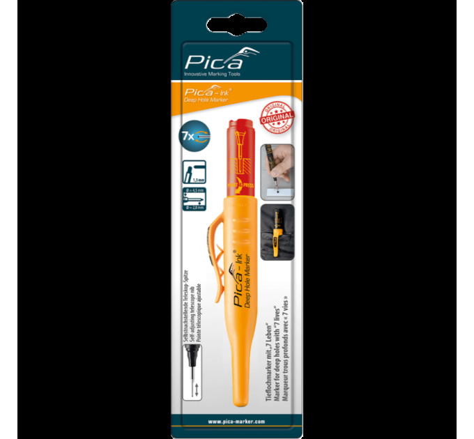Маркер фирменный Pica 150/40 Ink Deep Hole Marker, с длинным носиком, красный