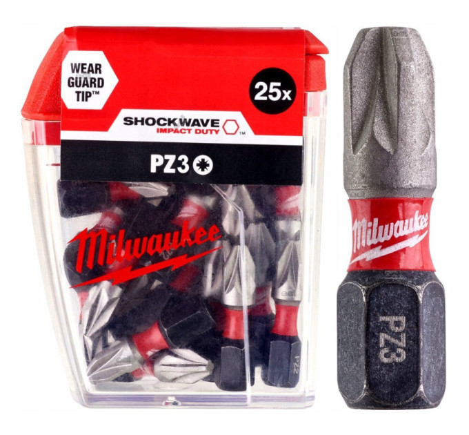 Бита SHOCKWAVE MILWAUKEE, PZ3, 25мм, (25шт)