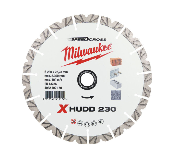 Диск алмазный Speedcross MILWAUKEE XHUDD 230, Ø230мм (железобетон, гранит)