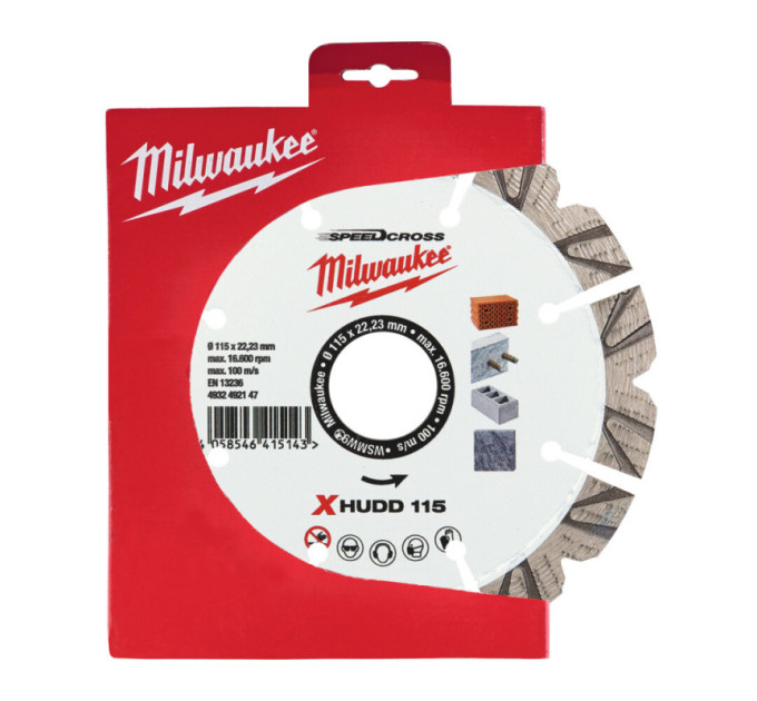 Диск алмазный Speedcross MILWAUKEE XHUDD 115, Ø115мм (железобетон, гранит)
