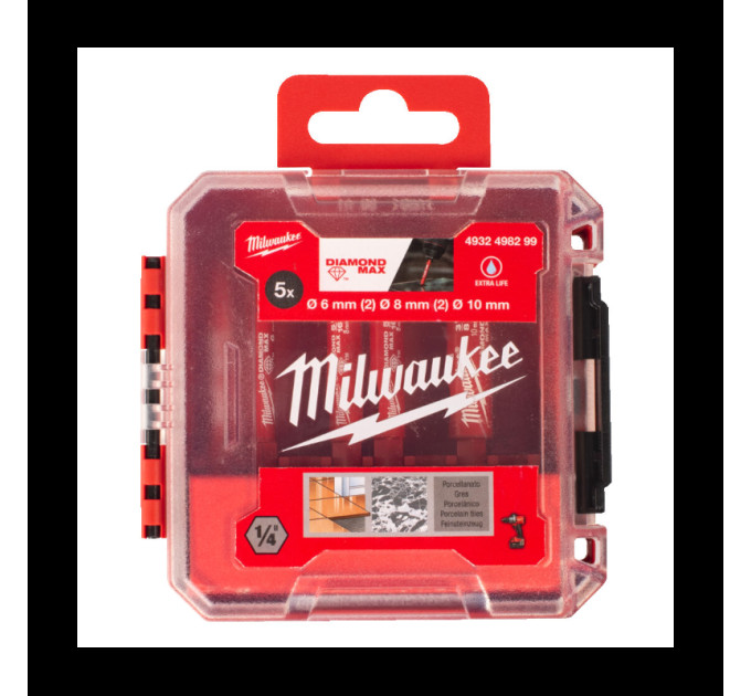 Набор коронок алмазных Diamond Plus MILWAUKEE (1/4 Hex) (Ø6, 6, 8 , 8, 10мм)