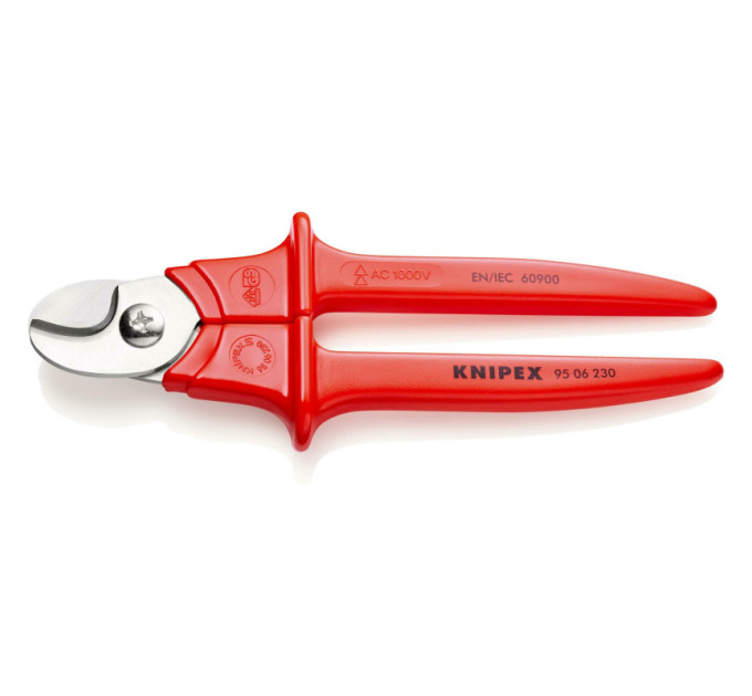 Ножницы для резки кабелей, Ø15мм / 50мм², 230мм VDE KNIPEX 95 06 230 SB, хромированные