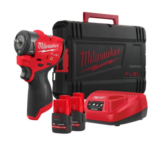 Гайковерт аккумуляторный бесщеточный MILWAUKEE 1/4'' (136 Нм) M12 FSCIWF14-252X, с кольцом