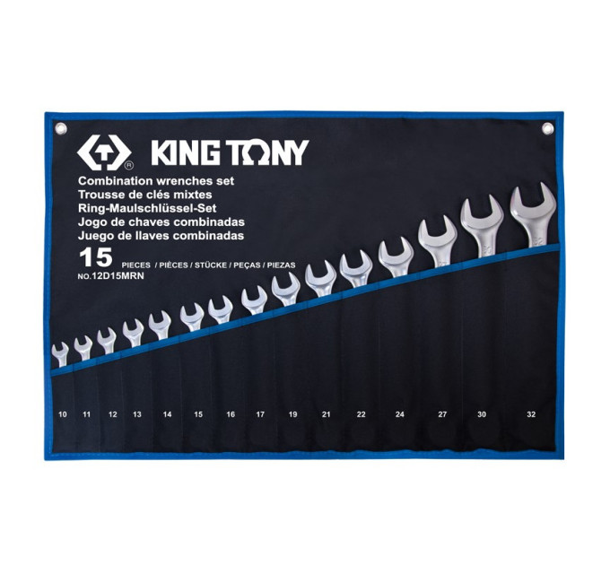 Набор ключей комби 15шт. (10-32 мм) супер-легкие KING TONY