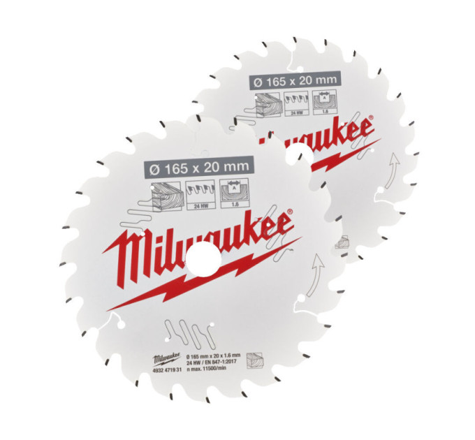 Набір дисків пильних MILWAUKEE Ø165х20х40зуб. (2шт 4932492433)