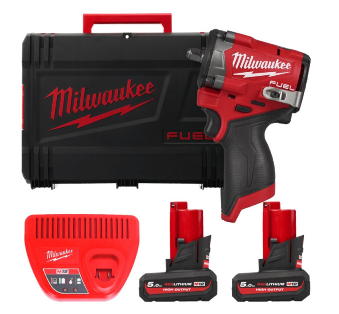 Гайковерт аккумуляторный бесщеточный MILWAUKEE 3/8'' (745 Нм) M12 FCIWF38G3-502X, с кольцом