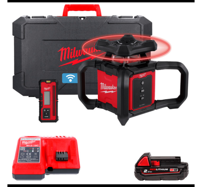 Рівень лазерний ротаційний акумуляторний MILWAUKEE M18 RLOH600-201C 600м
