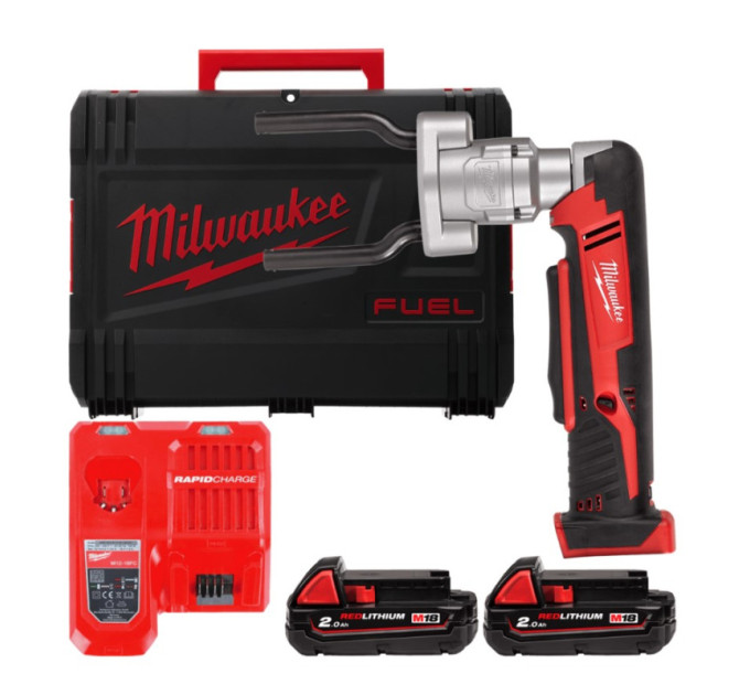 Інструмент для кабельних конекторів акум. MILWAUKEE, M18 BSBT-202X (+зар.пр., 2ак.Х 2Аг, HDкейс)