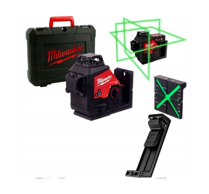 Нивелир лазерный аккумуляторный 3D MILWAUKEE M12 3PL-0C (360˚, зелёный луч)