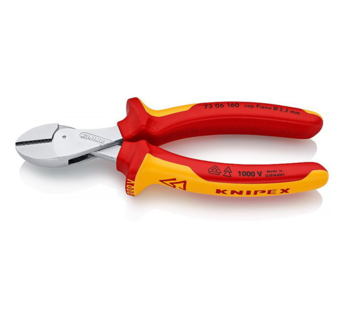 Кусачки боковые (бокорезы) компактные X-Cut, Ø12,0мм, 160мм VDE KNIPEX 73 06 160 SB, хромированные