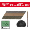 Гвозди с кольцевой накаткой и D-образной головкой MILWAUKEE 2,8/34°/75мм (2200 шт)