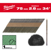 Гвозди с кольцевой накаткой и D-образной головкой MILWAUKEE 2,8/34°/75мм (2200 шт)