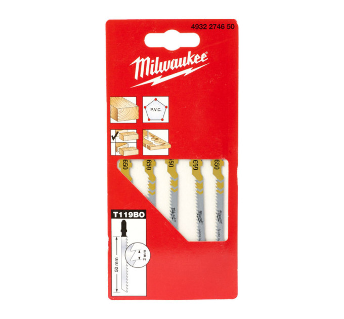 Полотна для лобзика T119BO MILWAUKEE, 50х2,0мм, (5шт)