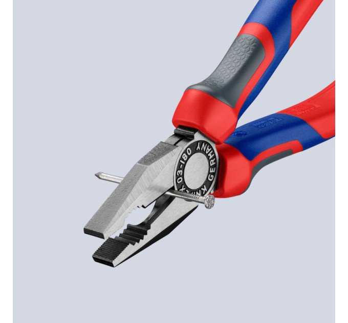Пассатижи (плоскогубцы) комбинированные Ø12,0мм, 180мм KNIPEX 03 02 180, фосфатированные