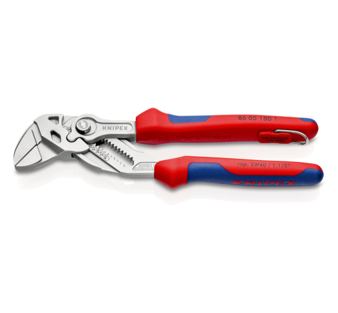 Клещи переставные-гаечный ключ, Ø40мм KNIPEX 86 05 180, с страховкой, хромированные