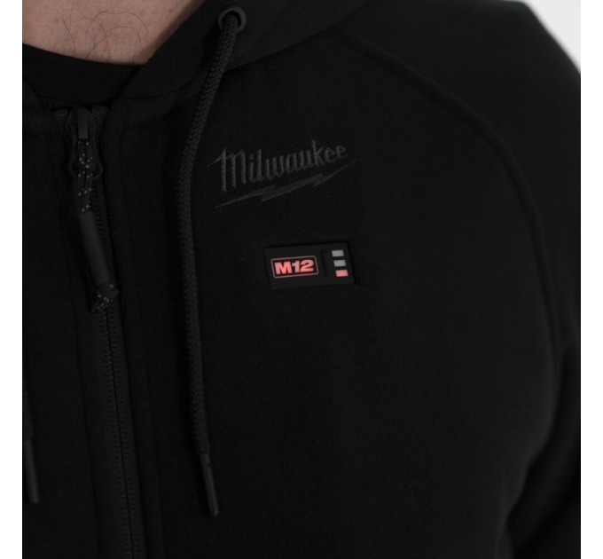 Толстовка з підігрівом з капюшоном MILWAUKEE, M12 HHBL4-0(M), чорна (розмір M)