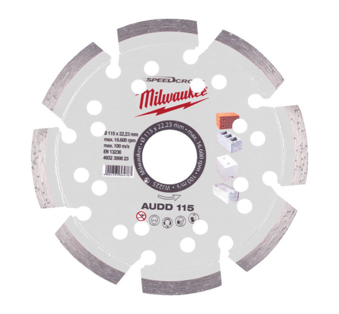 Диск алмазный Speedcross MILWAUKEE AUDD 115, Ø115мм (бетон, кирпич, асфальт)