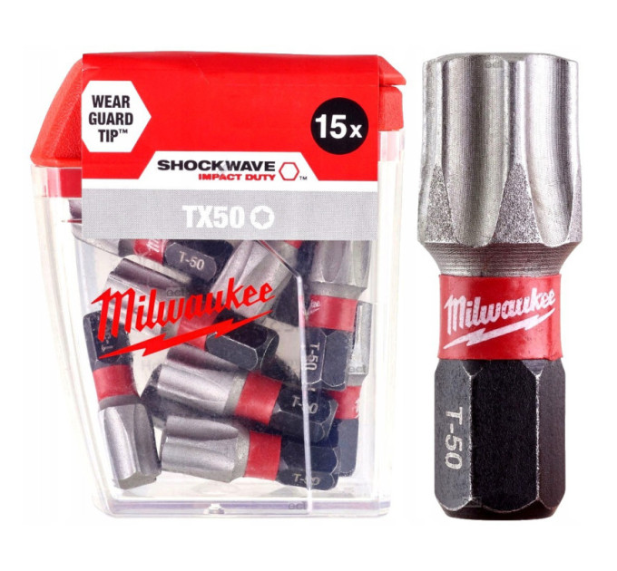Бита SHOCKWAVE MILWAUKEE, TX50, 25мм, (15шт)