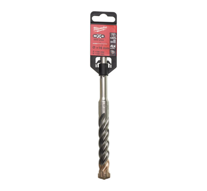 Бур SDS-PLUS MX4 MILWAUKEE, Ø16, 0х160х100мм