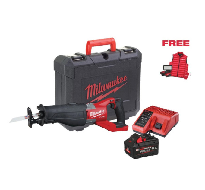 Пила сабельная аккумуляторная бесщёточная MILWAUKEE M18 FSX-801C (ЗУ+1акк.Х8Ач+кейс) FORGE™+подарок