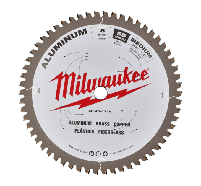 Диск пильный по металлу MILWAUKEE, Ø203х5/8''х2,4мм, 58 зуб.