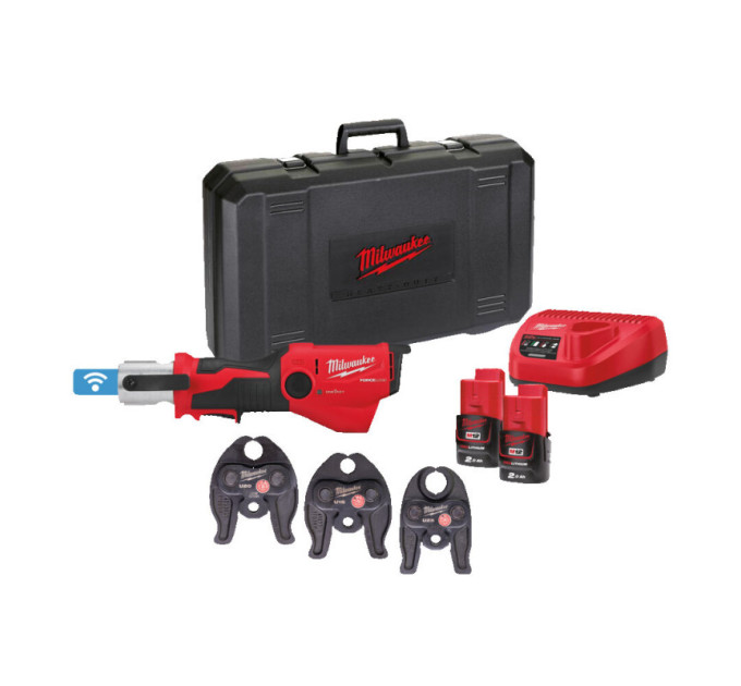 Обжимник гидравлический аккумуляторный для труб MILWAUKEE, M12 ONEHPT-202C U-SET (ЗУ, 2х2Ач, кейс)