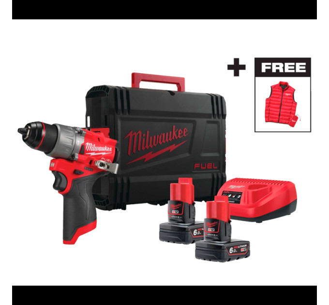 Дрель-шуруповёрт аккумуляторная бесщёточная ударная MILWAUKEE M12 FPD2MC-602X (45 Нм)(ЗУ+2Х6Ач+HDкей