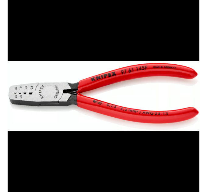 Инструмент для обжима контактных гильз 0,25-2,5мм², 145мм KNIPEX 97 61 145 F, фосфатированный