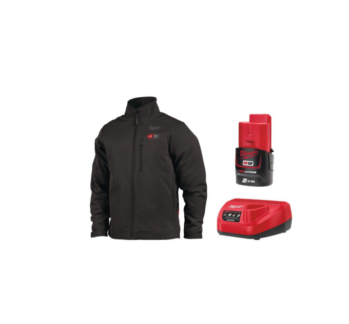 Куртка з підігрівом MILWAUKEE, M12 HJBL5-0(XL), чорна (розмір XL) (+зар.пр., 1 акум.Х 2Аг)