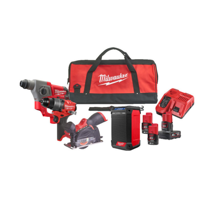 Набір з 4х інструментів безщіткових акумуляторних MILWAUKEE M12 FPP4A2-423B