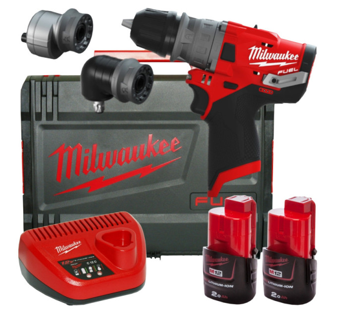 Дриль-шуруповерт акумуляторна безщіткова ударна MILWAUKEE M12 FPDX-202X (37Нм) (ЗУ+2акХ2Ач+кейс)