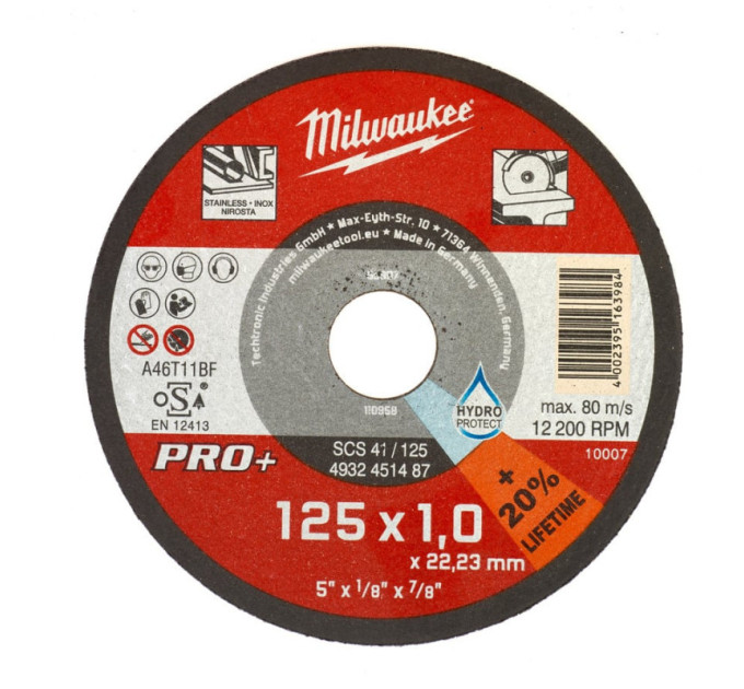 Диск відрізний по металу MILWAUKEE, SCS 41/125х1, PRO+, Ø125мм