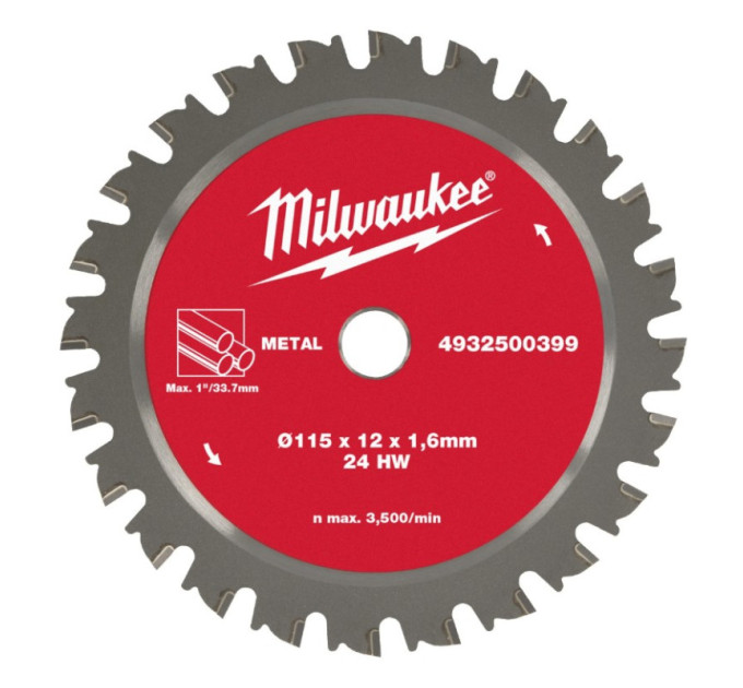 Диск пильный для труб металлических MILWAUKEE, FPCSB Ø115х12х1,6мм, 24зуба (для M18 FPCS)