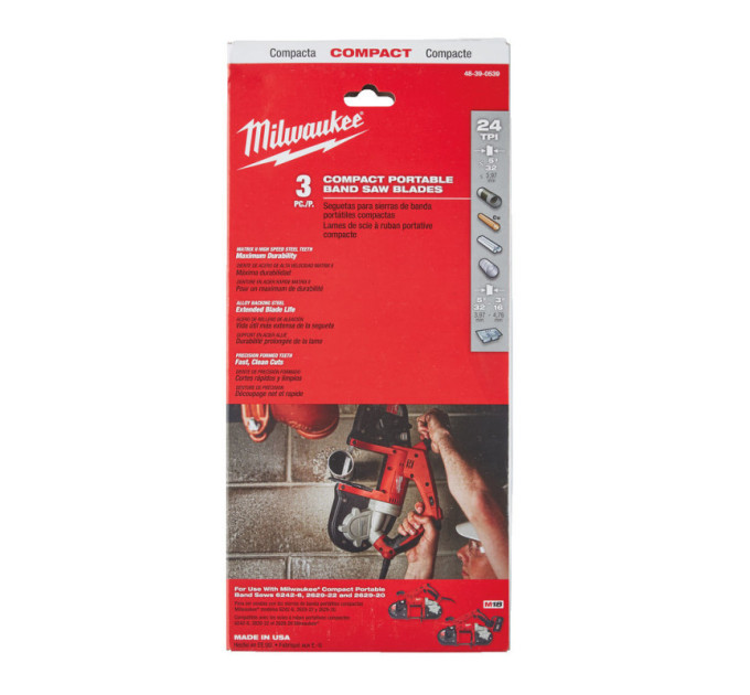 Полотно для стрічкових пилок MILWAUKEE, 898,52х1,0мм, (≤4мм), (3шт)