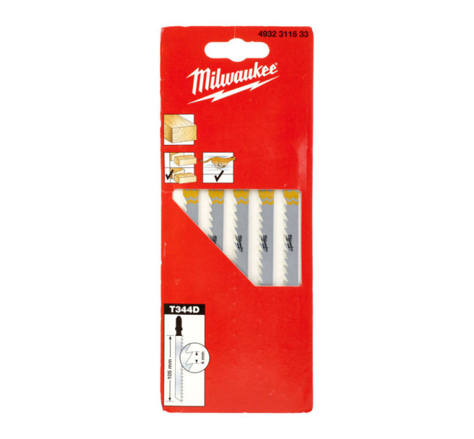 Полотна для лобзика T344D MILWAUKEE, 105х4, 0мм, (5шт)