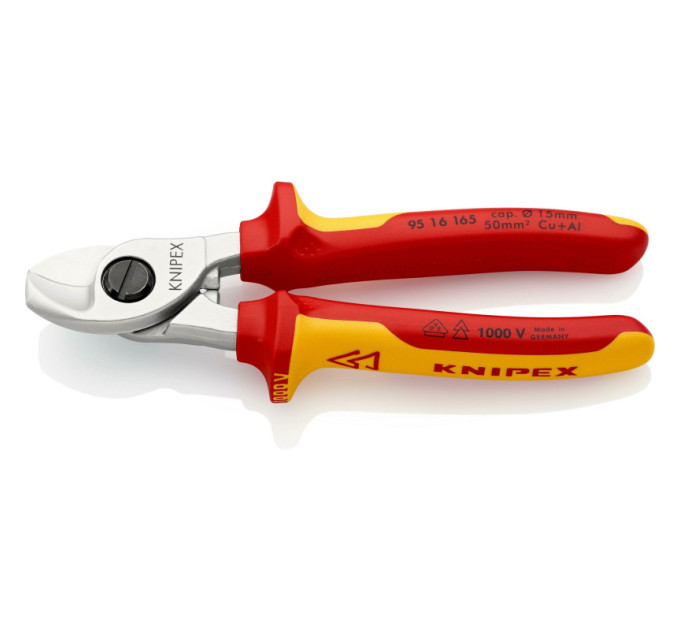 Ножницы для резки кабелей, Ø15мм / 50мм², 165мм VDE KNIPEX 95 16 165 SB, хромированные