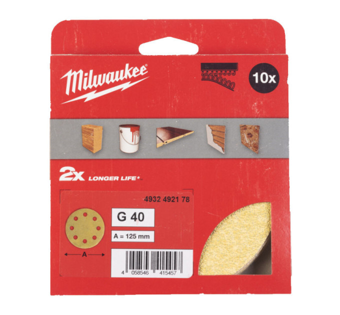 Шлифовальный круг HP MILWAUKEE Ø125/8 HL, зерно 40, (10шт)