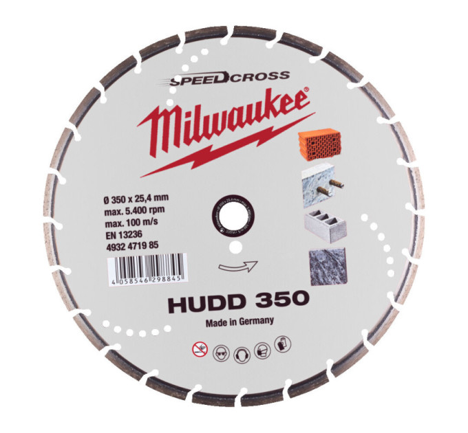 Диск алмазный Speedcross MILWAUKEE HUDD 350, Ø350мм (железобетон, гранит)