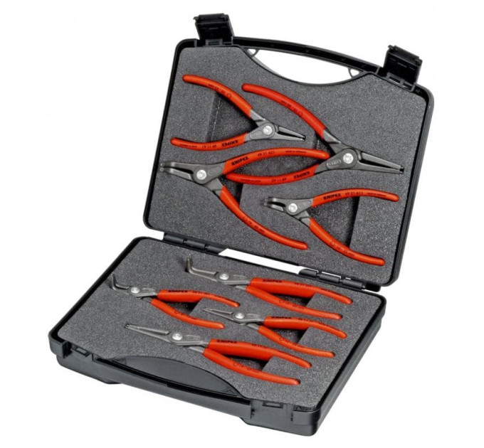 Набор прецизионных щипцов для стопорных колец KNIPEX 00 21 25, (8шт) в кейсе