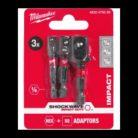 Набір перехідників ShW MILWAUKEE, з 1/4" Hex на квадрат (1/4", 3/8", 1/2")