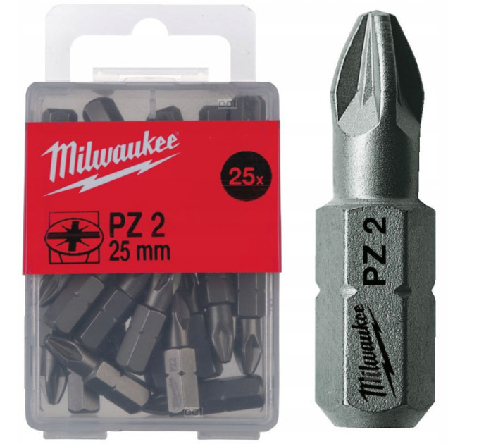 Бита MILWAUKEE, PZ2, 25мм, (25 шт)