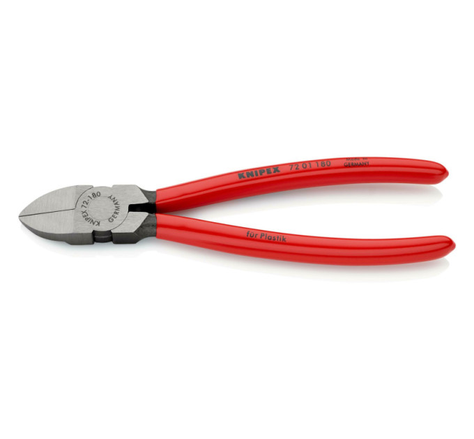 Кусачки боковые (бокорезы) для пластмассы, 180мм KNIPEX 72 01 180, фосфатированные