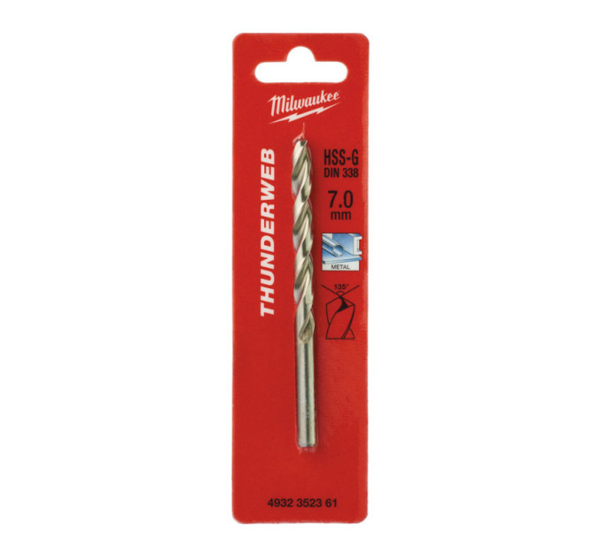 Свердло по металу THUNDERWEB HSS-G MILWAUKEE, DIN338, Ø7,0x109х69мм