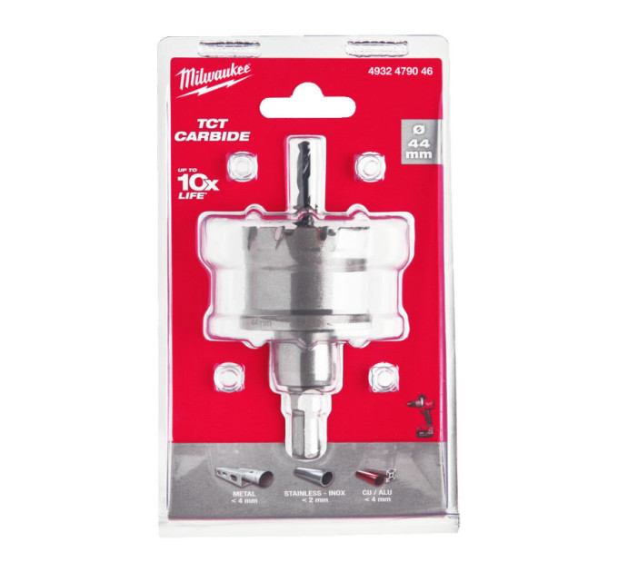 Цельная коронка Holesaw TCT MILWAUKEE для стали/нержавеющей стали, Ø44мм