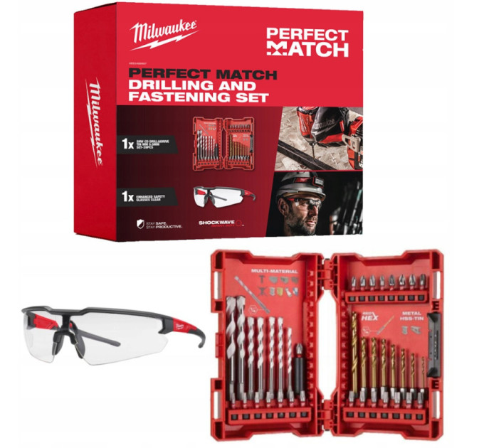 Набір біт Milwaukee SHOCKWAVE (39 предм.) + окуляри Perfect match deal Shockwave 2B