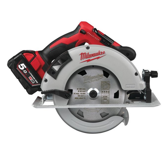 Пила дисковая аккумуляторная бесщеточная MILWAUKEE M18 BLCS66-502X Ø165мм (ЗУ+2акк.Х5Ач+HDкейс)