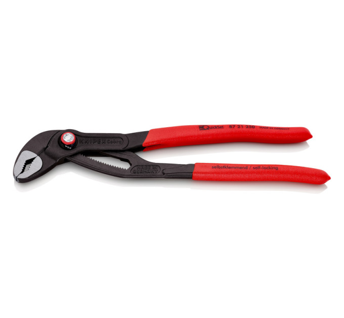 Клещи сантехнические переставные, Ø50мм Cobra QuickSet KNIPEX 87 21 250 (с автоспуском) фосфат