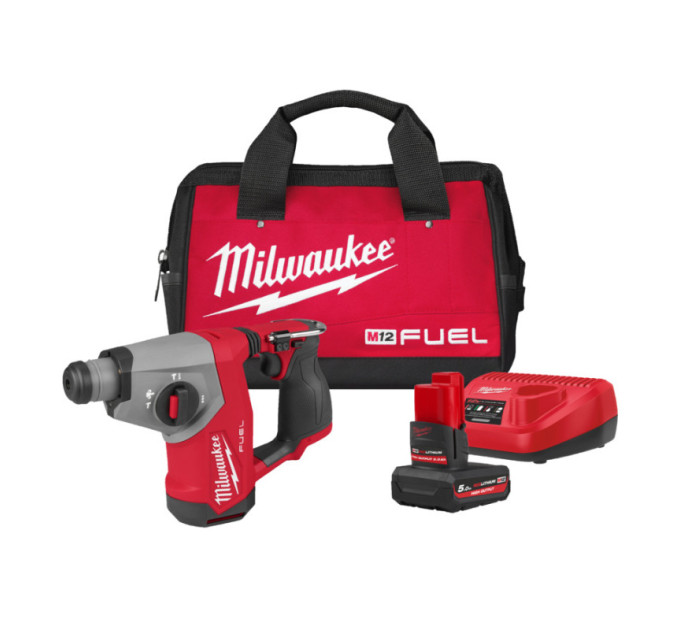Перфоратор аккумуляторный бесщёточный SDS-PLUS MILWAUKEE M12 FHAC16-501BRF (1,15Дж)
