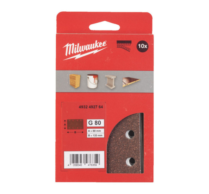 Шлифовальные листы MILWAUKEE, 80x133мм HL, зерно 80, (10шт)
